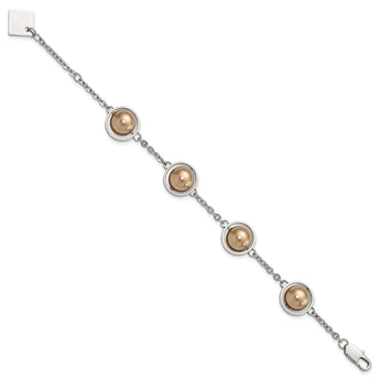Stainless Steel Champagne Beads 7.5in w/ext Bracelet - Birthstone Company