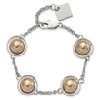 Stainless Steel Champagne Beads 7.5in w/ext Bracelet - Birthstone Company