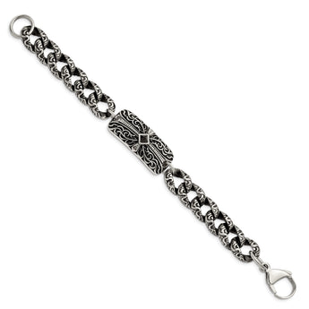 Stainless Steel Antiqued 9in Bracelet - Birthstone Company