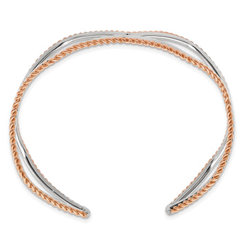 Stainless Steel Pink IP-plated Textured Cuff Bangle - Birthstone Company