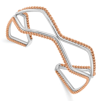 Stainless Steel Pink IP-plated Textured Cuff Bangle - Birthstone Company