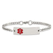 Stainless Steel Polished w/Red Enamel 8.75in Medical ID Bracelet - Birthstone Company