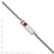 Stainless Steel Polished w/Red Enamel 8.75in Medical ID Bracelet - Birthstone Company
