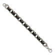 Stainless Steel Textured & Black Rubber 9in Bracelet - Birthstone Company