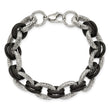 Stainless Steel Textured & Black Rubber 9in Bracelet - Birthstone Company