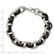 Stainless Steel Textured & Black Rubber 9in Bracelet - Birthstone Company