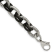 Stainless Steel Textured & Black Rubber 9in Bracelet - Birthstone Company