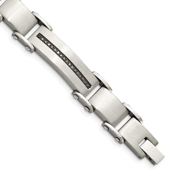 Stainless Steel Brushed and Polished with 1/2 carat Black Diamond Bracelet for Men - Birthstone Company