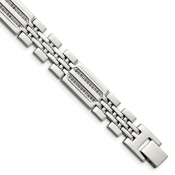 Stainless Steel Polished with 1/4 carat Diamond Fancy Bracelet for Men 8.75 in - Birthstone Company