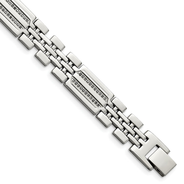 Stainless Steel Polished with 1/4 carat Diamond Fancy Bracelet for Men 8.75 in - Birthstone Company