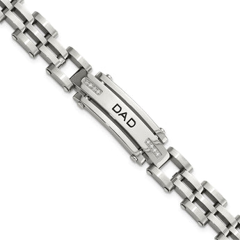 Stainless Steel Polished with CZs Dad 8.5in Bracelet - Birthstone Company
