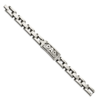 Stainless Steel Polished & Textured Dad Bracelet - Birthstone Company