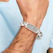 Stainless Steel Polished & Textured Dad Bracelet - Birthstone Company