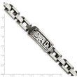 Stainless Steel Polished & Textured Dad Bracelet - Birthstone Company