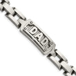 Stainless Steel Polished & Textured Dad Bracelet - Birthstone Company