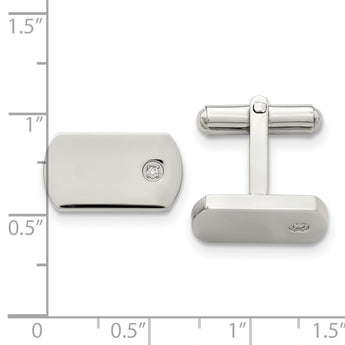 Stainless Steel Polished Diamond Cuff Links - Birthstone Company