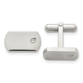 Stainless Steel Polished Diamond Cuff Links - Birthstone Company