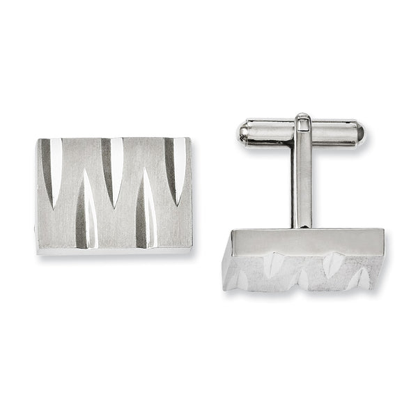 Stainless Steel Brushed & Polished Cuff Links - Birthstone Company