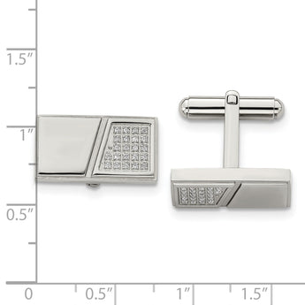 Stainless Steel Polished with CZ Cufflinks - Birthstone Company
