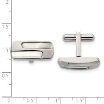 Polished Stainless Steel Mother of Pearl Cuff Links - Birthstone Company