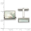 Mother of Pearl Cufflinks in Stainless Steel - Birthstone Company