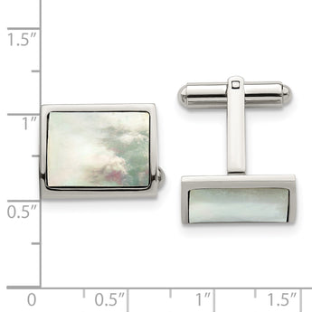 Mother of Pearl Cufflinks in Stainless Steel - Birthstone Company