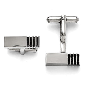 Stainless Steel Polished Antiqued Inlay Cufflinks - Birthstone Company