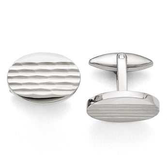 Stainless Steel Polished and Matte Oval Cufflinks - Birthstone Company