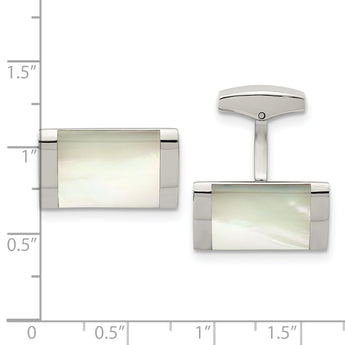 Stainless Steel Mother of Pearl Rectangle Cuff Links