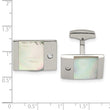 Stainless Steel Mother of Pearl & CZ Cuff Links - Birthstone Company