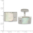 Stainless Steel Mother of Pearl & CZ Cuff Links