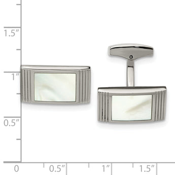 Mother of Pearl Rectangle Cufflinks in Stainless Steel