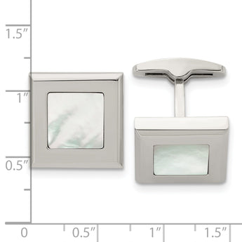 Stainless Steel Mother of Pearl Square Cuff Links