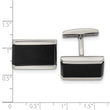 Stainless Steel Polished Black Onyx Rectangle Cufflinks - Birthstone Company