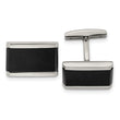 Stainless Steel Polished Black Onyx Rectangle Cufflinks - Birthstone Company