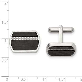 Stainless Steel Polished Black Carbon Fiber Inlay Cufflinks - Birthstone Company