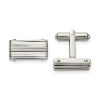 Stainless Steel Brushed and Polished Cufflinks - Birthstone Company
