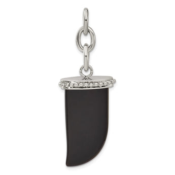 Stainless Steel Big Fang Onyx Interchangeable Charm Pendant - Birthstone Company