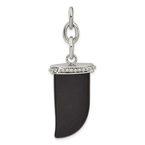 Stainless Steel Big Fang Onyx Interchangeable Charm Pendant - Birthstone Company
