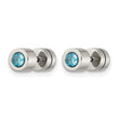 Stainless Steel CZ March Birthstone Polished Post Earrings - Birthstone Company