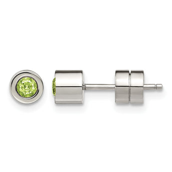 Stainless Steel CZ May Birthstone Polished Post Earrings - Birthstone Company