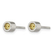 Stainless Steel CZ Nov Birthstone Polished Post Earrings - Birthstone Company