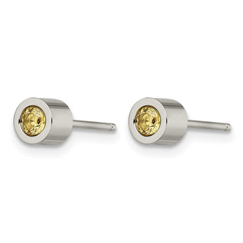 Stainless Steel CZ Nov Birthstone Polished Post Earrings - Birthstone Company