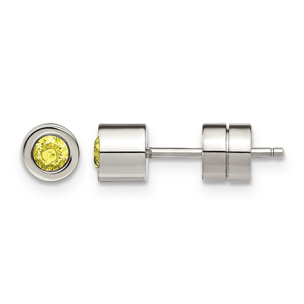 Stainless Steel CZ Nov Birthstone Polished Post Earrings - Birthstone Company
