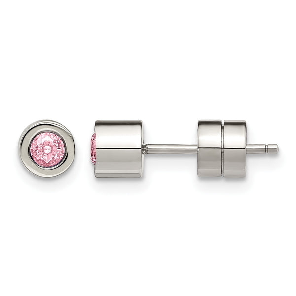 Stainless Steel CZ Oct Birthstone Polished Post Earrings - Birthstone Company