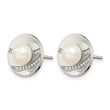 Stainless Steel Polished CZ and FWC Pearl Post Earrings - Birthstone Company