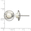 Stainless Steel Polished CZ and FWC Pearl Post Earrings - Birthstone Company