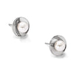 Stainless Steel Polished CZ and FWC Pearl Post Earrings - Birthstone Company