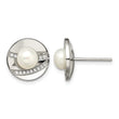 Stainless Steel Polished CZ and FWC Pearl Post Earrings - Birthstone Company