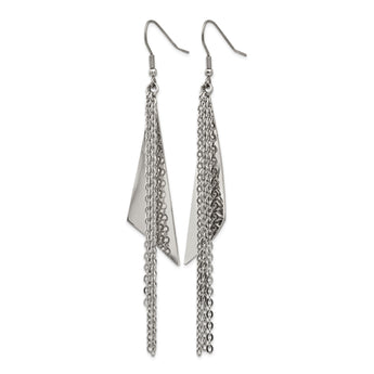 Stainless Steel Polished Shepherd Hook Dangle Earrings - Birthstone Company